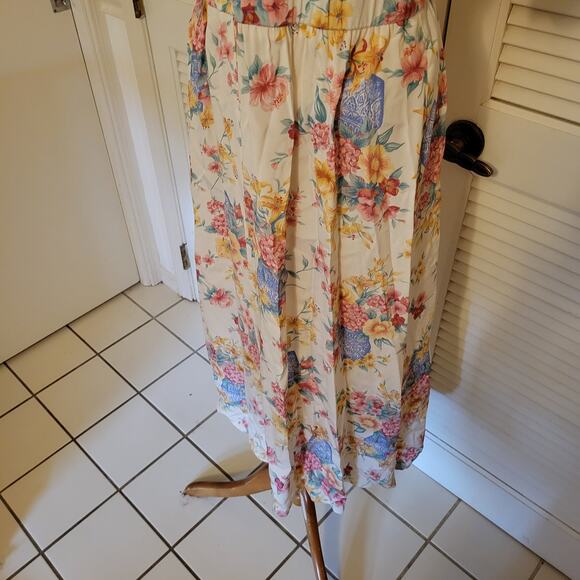 90s Floral Wrap Midi Dress Liz Claiborne Rayon Shoulder Pads Size 6 - Picture 3 of 8